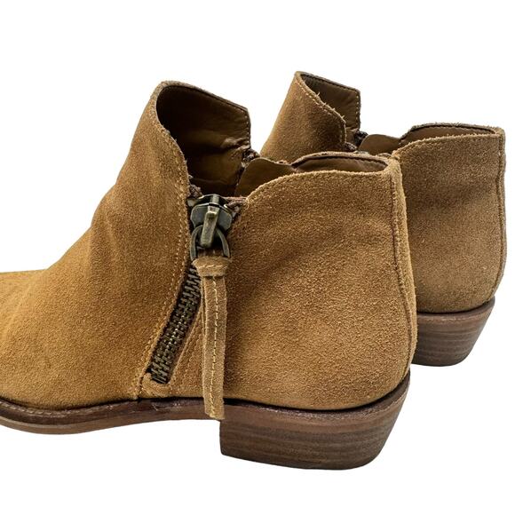 Gianni Bini A-lister Tan Suede Leather Double Zip Closure Block Heel Booties - Picture 8 of 10